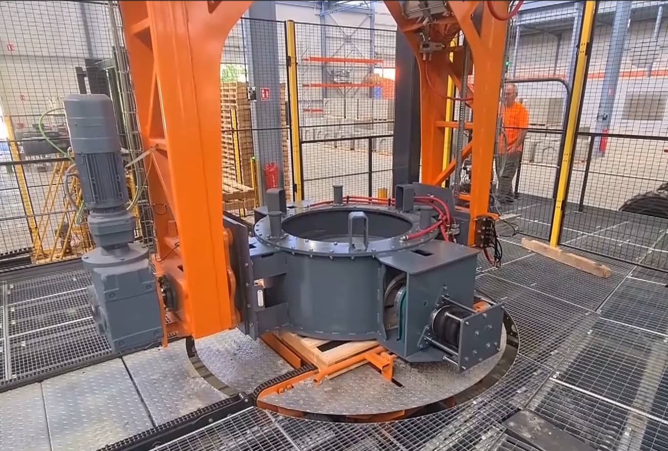 Precast concrete production station inside a factory